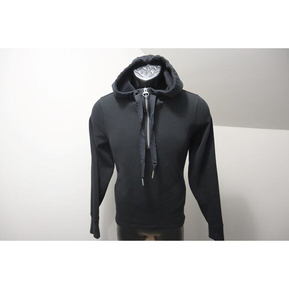 Athleta Fleece Hoodie Stretch Pullover Black Athletic Sweater Womens Small - Picture 1 of 9